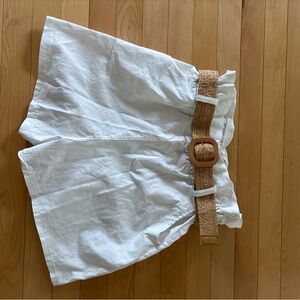 Italian White Women's Shorts with Tan Belt